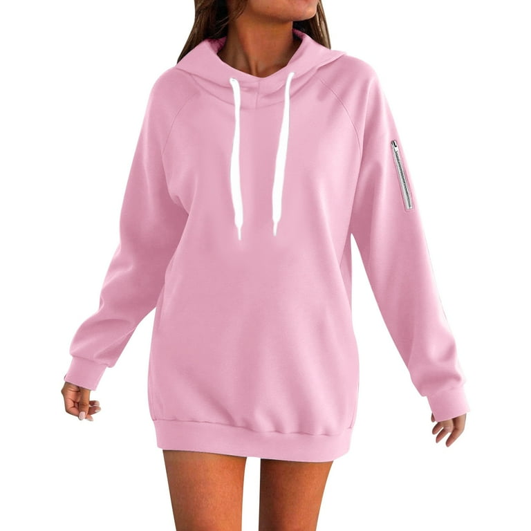 Women's Zip Up Hoodie Long Sleeve Pullover Solid Long Warm Winter