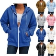 thumbnail image 1 of Women's Zip Up Hoodie Sweatshirt Jacket Long Sleeve Fall Winter Casual Loose Fit Solid Color Streetwear Loungewear Travel Outfits Fashion Essential Gift for Women | CSEONE,Black XL, 1 of 8