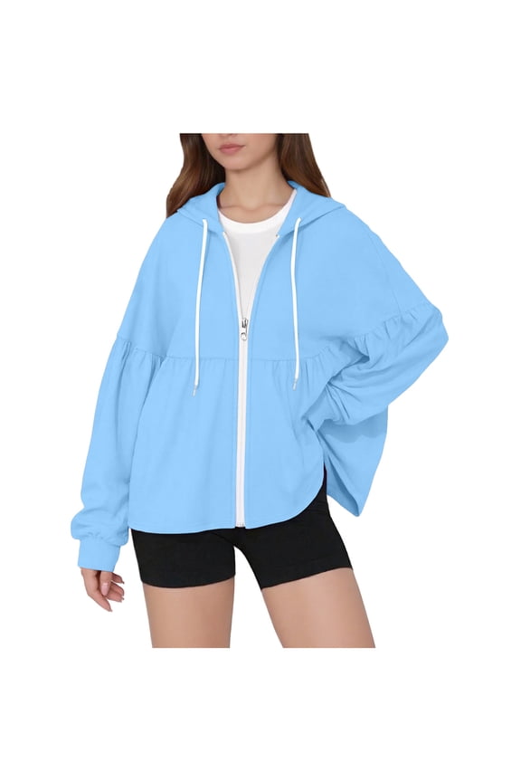 Women's Zip Up Hoodies Sweatshirts Jackets with Pockets and Drawstring Casual Loose Fit Pullover Outerwear for Fall Winter Streetwear Loungewear Travel Fashion Essential Gift for Women