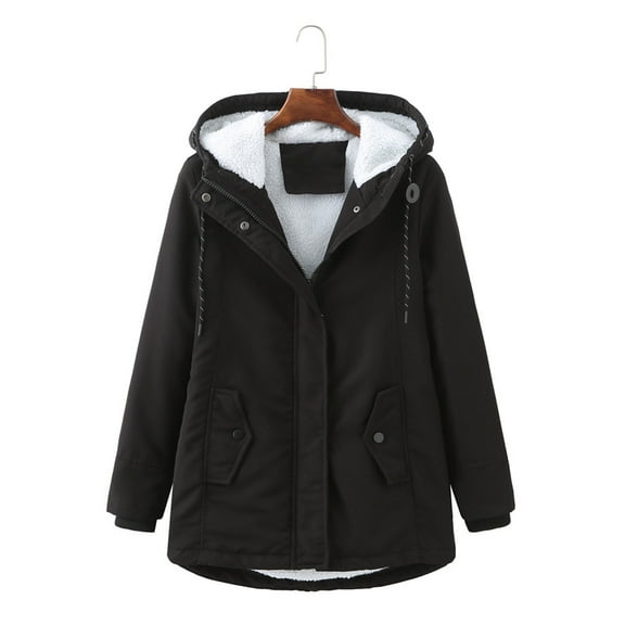 Women's Zip Up Hoodies Winter Fleece Jacket Oversized Sherpa Lined Warm Casual Long Sleeve Drawstring Hooded Coat Lounge Solid Color Bottom Pockets Jackets