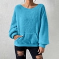 thumbnail image 1 of Women's Zip Pullover Fuzzy Fleece Round Neck Long Sleeve Sweatshirt With Pockets, 1 of 9