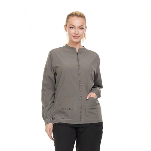 Women's Zip Up Scrub Jacket – Lightweight Nursing Uniform Coat With Pockets, 4-Way Stretch,Stretch Clinical Scrubs Outerwear For Professionals, Spa & Beauty Salon Workwear