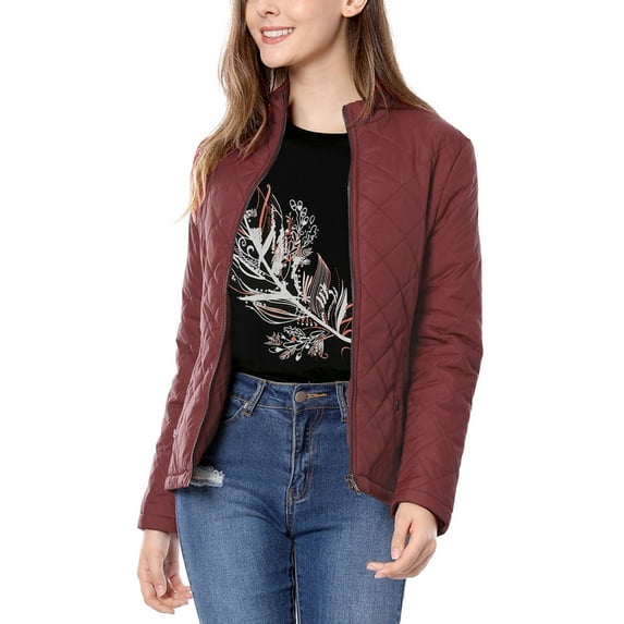 Women's Zip Stand Collar Lightweight Quilted Jacket