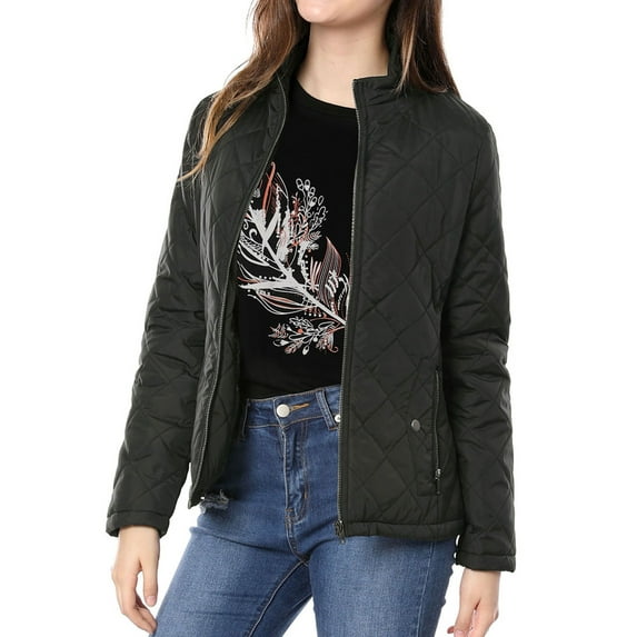 Women's Zip Stand Collar Lightweight Quilted Jacket