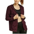 thumbnail image 1 of Women's Zip Up Active Yoga Gym Casual Thin Cotton Long Sleeve Jacket Hoodie (Burgundy, Medium), 1 of 3