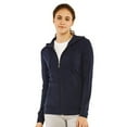 thumbnail image 1 of Women's Zip Up Cotton Light Hoodie Jacket (M, Navy), 1 of 4