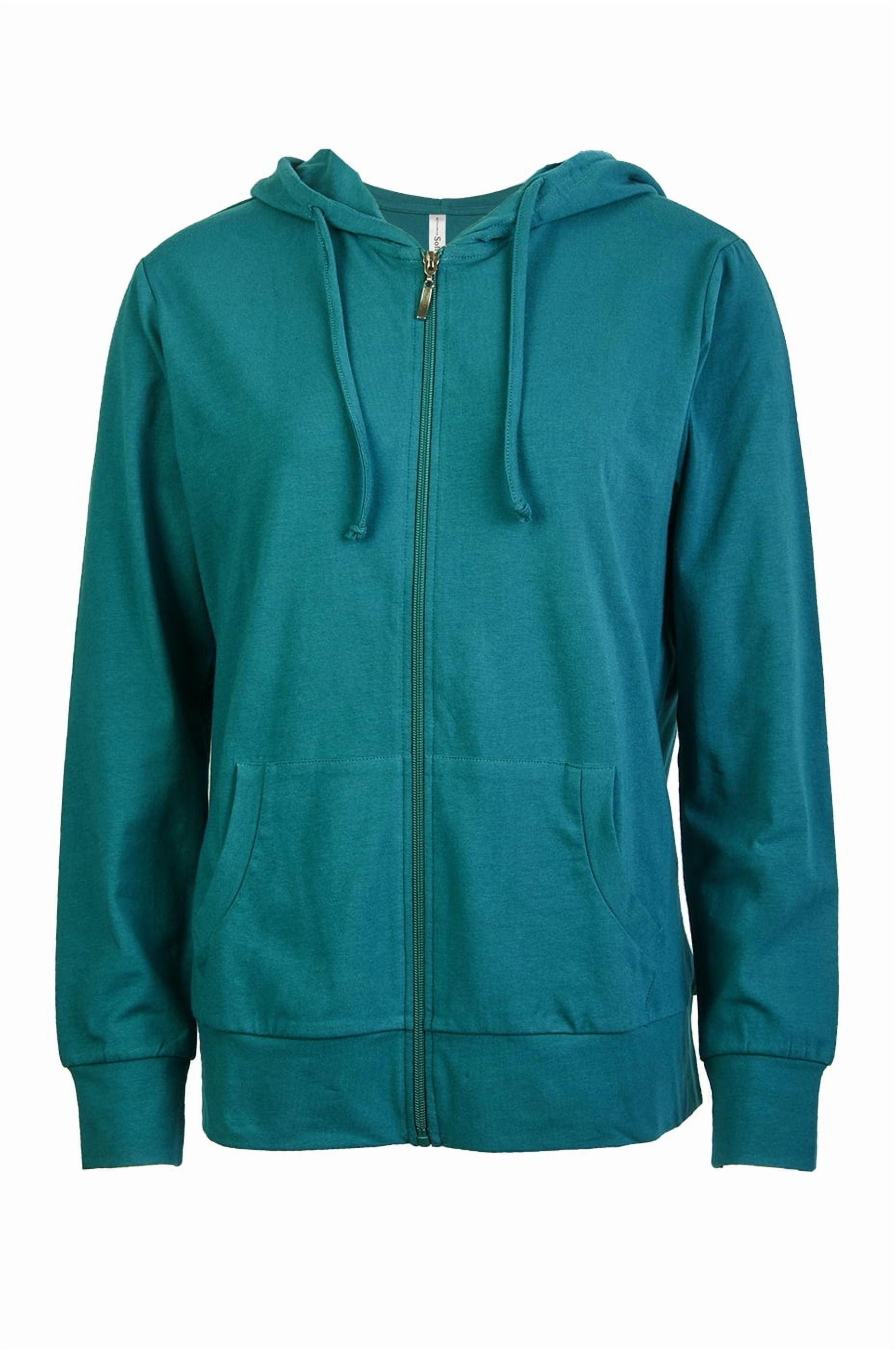 Women's Zip Up Cotton Light Hoodie Jacket (M, Burgundy
