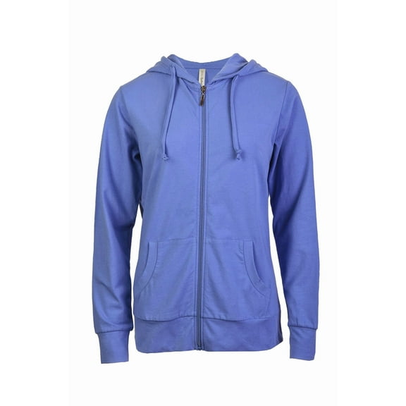 Women's Zip Up Cotton Light Hoodie Jacket (S, Blue)