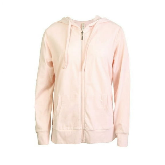 Women's Zip Up Cotton Light Hoodie Jacket (S, Blush)