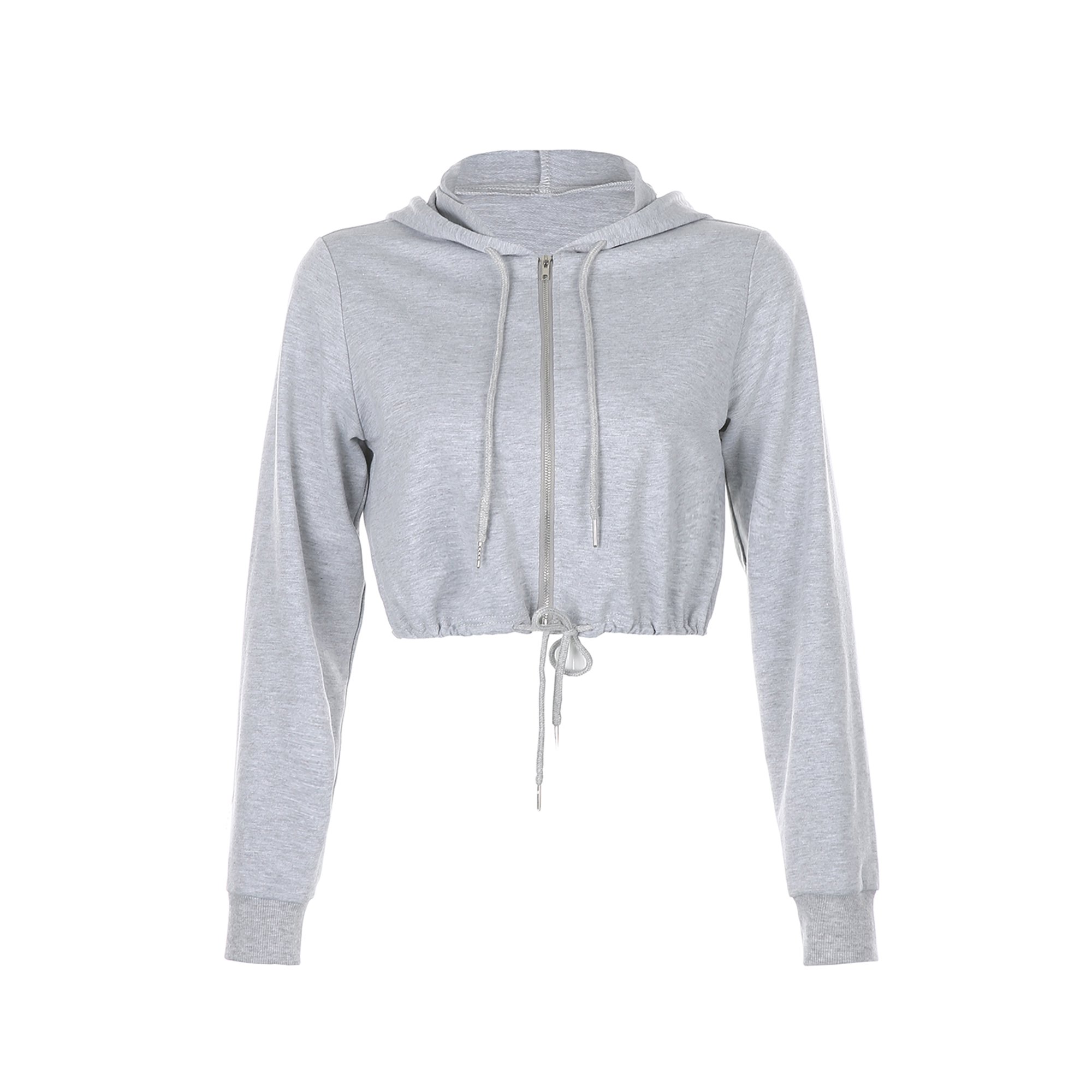 Women's Zip Up Cropped Hoodie Sweatshirt Drawstring Long Sleeve Sports  Workout Crop Top - Walmart.com