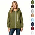 thumbnail image 1 of Women’s Zip‑Up Hooded Drawstring Sweatshirt , Fall Winter Long Sleeve Hoodie with Pockets, Women's ,Size L-5XL, 1 of 4