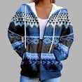 thumbnail image 1 of Women's Zip Up Hooded Jacket V Neck Fashion Printed Casual Hooded Zip Up Jacket with Pockets Loose Casual Fall Fashion Sweatshirt Outerwear, 1 of 9