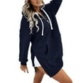 thumbnail image 1 of Women's Zip Up Hooded Sweatshirt Comfortable Long Sleeve Pullover with Pocket Casual Outerwear Navy XL, 1 of 5