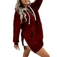 thumbnail image 1 of Women's Zip Up Hooded Sweatshirt Comfortable Long Sleeve Pullover with Pocket Casual Outerwear Wine S, 1 of 5
