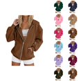 thumbnail image 1 of Women's Zip Up Hoodie 2025 Casual Long Sleeve Solid Color Hooded Sweatshirt with Pockets Jacket Coat, 1 of 5