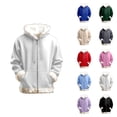 thumbnail image 1 of Women's Zip Up Hoodie 2026 Fashion Fall Winter Long Sleeve Plain Fur Trim Hooded Sweatshirt with Pockets Jacket Coat, 1 of 4