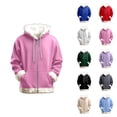 thumbnail image 1 of Women's Zip Up Hoodie 2026 Long Sleeve Fashion Fur Trim Plain Hooded Sweatshirt with Pockets Jacket Coat, 1 of 4