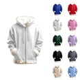 thumbnail image 1 of Women's Zip Up Hoodie 2026 Long Sleeve Fashion Fur Trim Plain Hooded Sweatshirt with Pockets Jacket Coat, 1 of 4