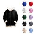 thumbnail image 1 of Women's Zip Up Hoodie 2026 Long Sleeve Fashion Fur Trim Plain Hooded Sweatshirt with Pockets Jacket Coat, 1 of 4
