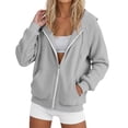 thumbnail image 1 of Women's Zip Up Hoodie Casual Comfortable Pullover With Pocket Raglan Sleeve Cute Sweatshirt For Travel, 1 of 4