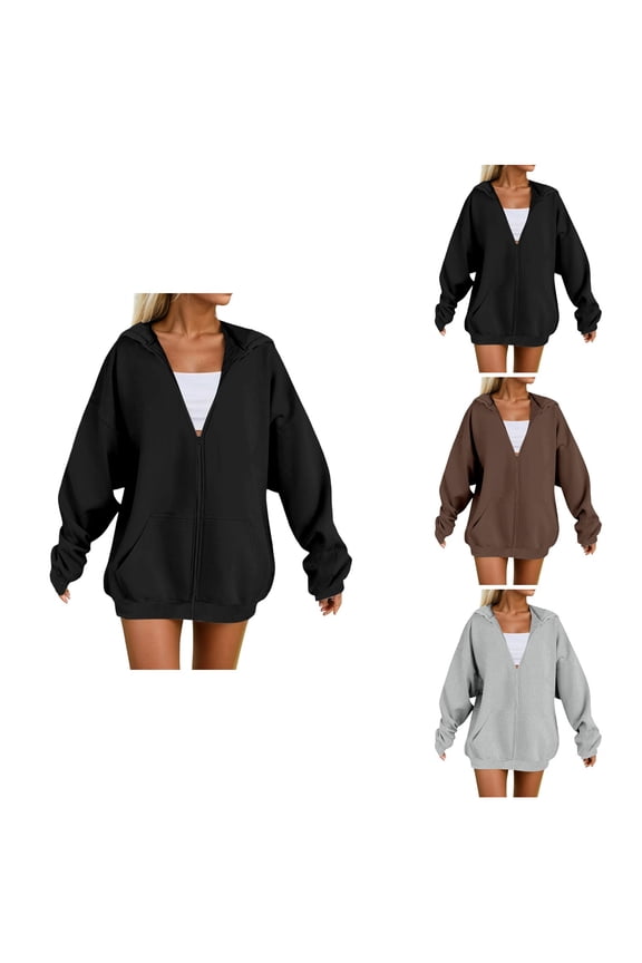 Women's Zip Up Hoodie, Casual Long Sleeve Pullover Sweatshirt with Pockets, Soft Warm Fall Winter Outerwear for Daily Wear