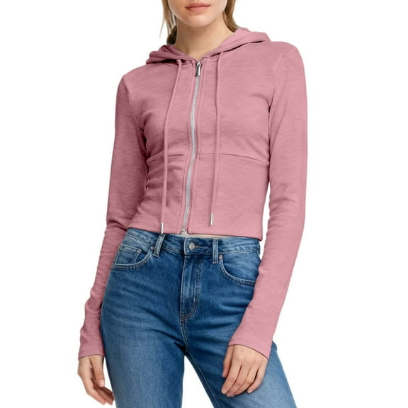 Women's Zip Up Hoodie Cropped Sweatshirt Y2K Tops Fall Outfits 2025 Trendy Casual Jackets,Color:Hot Pink,Size:S
