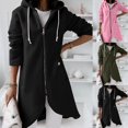 thumbnail image 1 of Women's Zip Up Hoodie Fleece Sweatshirts Lightweight Hooded Jacket Plus Size Tunic Long Hoodies with Pockets, 1 of 6