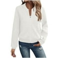 thumbnail image 1 of Women's Zip-Up Hoodie Jacket - Soft Polyester Full-Zip Athletic Coat for Workout & Casual Wear, Lightweight Breathable Jacket for Women, White (L), 1 of 6