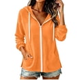 thumbnail image 1 of Women's Zip Up Hoodie Lightweight Long Sleeve Casual Jackets with Pockets Outdoor Lounge Sweatshirts for All Seasons Orange, 1 of 9