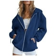 thumbnail image 1 of Women's Zip Up Hoodie Long Sleeve Sweatshirts Jacket (Dark Blue M), 1 of 4