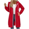 thumbnail image 1 of Women's Zip Up Hoodie Long Sleeve Tunic Oversized Fleece Jacket with Pockets Solid Color Fall Winter Fashion, 1 of 7