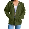 thumbnail image 1 of Women's Zip Up Hoodie Loose Casual Jacket Hooded Fall Sport Coat Front Zipper Sweatshirts Outerwear with Pockets (L, Green), 1 of 7