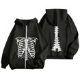 thumbnail image 1 of Women's Zip Up Hoodie Oversized Skeleton Graphic Jacket for Streetwear and Casual Comfort Versatile Spring Fashion Black S, 1 of 4