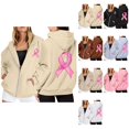 thumbnail image 1 of Women's Zip-Up Hoodie Pullover, Long Sleeve Cancer Awareness Sweatshirt with Pocket & Drawstring, Plus Size Casual Athletic Comfort Hooded Sweatshirt for Everyday Wear, 1 of 6