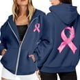 thumbnail image 1 of Women's Zip-Up Hoodie Pullover, Long Sleeve Cancer Awareness Sweatshirt with Pocket & Drawstring, Plus Size Casual Athletic Comfort Hooded Sweatshirt for Everyday Wear, 1 of 6