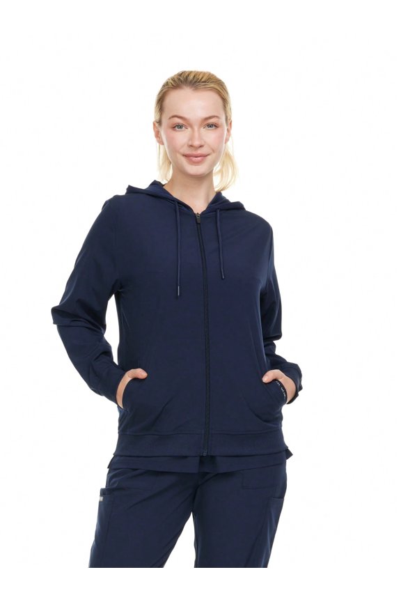 Women's Zip-Up Hoodie Scrub Jacket – Lightweight Hooded Workwear For Nurse,4-Way Stretch,Clinical, Jacket With Hood