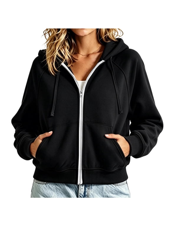Women's Zip Up Hoodie Soft French Terry Comfy Midweight Casual Sweatshirts Long Sleeve Jackets Active Jacket