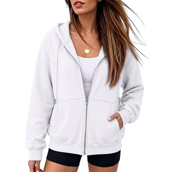 Women's Zip Up Hoodie Sweatshirt, Long Sleeve Casual Hooded Jacket with Full Zipper and Kangaroo Pocket for Everyday Wear