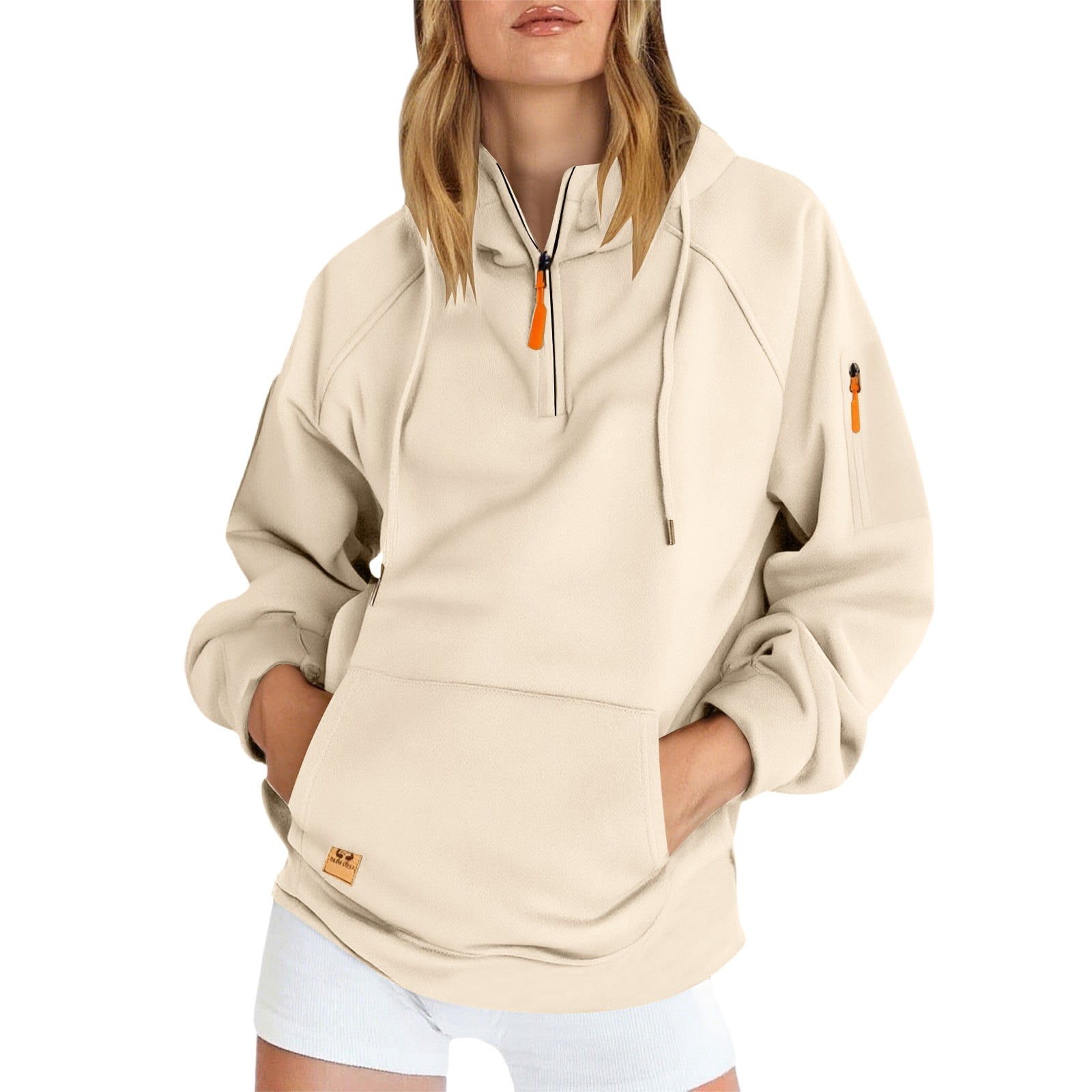 Women's Zip Up Hoodie with Unique Arm Pocket, Casual Fleece