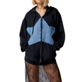 thumbnail image 1 of Women's Zip Up Hoodies Long Sleeve Denim Star Embroidery Oversized Sweatshirts Jackets Streetwear Tops, 1 of 10