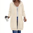 thumbnail image 1 of Women's Zip Up Hoodies Long Sleeve Long Tunic Sweatshirts Oversized Fleece Casual 2025 Fall Jacket Coat with Pocket, 1 of 6