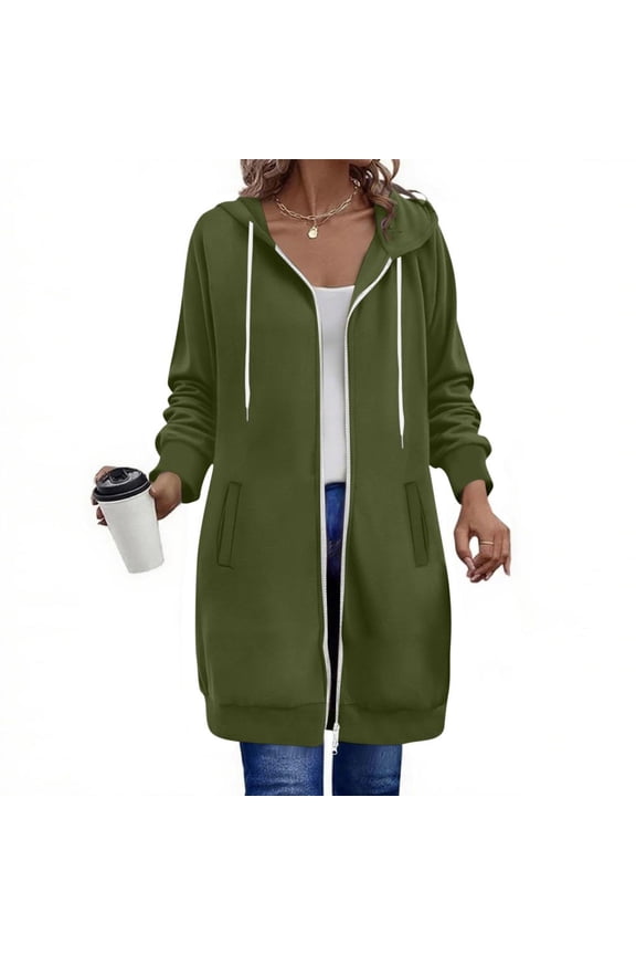 Women's Zip Up Hoodies Long Sleeve Long Tunic Sweatshirts Oversized Fleece Casual 2025 Fall Jacket Coat with Pocket