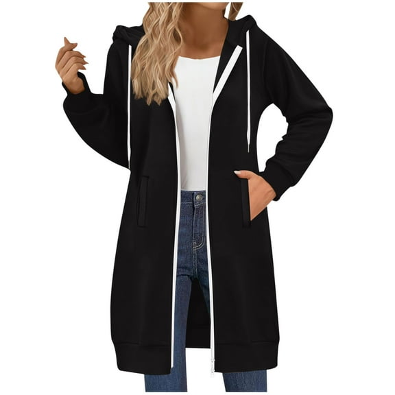 CHUMUD Women's Zip Up Hoodies Long Sleeve Long Tunic Sweatshirts Oversized Fleece Casual 2025 Fall Jacket Coat with Pocket