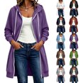 thumbnail image 1 of Women's Zip Up Hoodies Long Tunic Sweatshirts Oversized Fleece Casual Long Sleeve 2026 Fall Hoodie Jacket Coat, 1 of 10