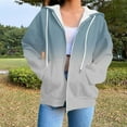 thumbnail image 1 of Women's Zip Up Hoodies Ndbuld Women's Fashion Casual Ladies Printed Long Sleeve Tops Blouse Hooded Sweatshirts Navy M, 1 of 5