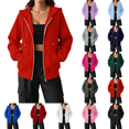 thumbnail image 1 of Women's Zip Up Hoodies Oversized Fleece Long Sleeve Sweatshirts Casual Fall Jacket Coat with Pocket, 1 of 6