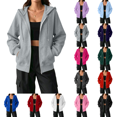 thumbnail image 1 of Women's Zip Up Hoodies Oversized Fleece Long Sleeve Sweatshirts Casual Fall Jacket Coat with Pocket, 1 of 6