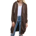 thumbnail image 1 of Soft Polyester Womens Oversized Hoodie Extended Length Cover Up Casual Streetwear Two Functional Pockets, 1 of 9