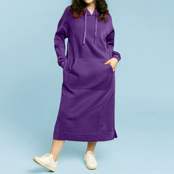 Women's Zip Up Hoodies Oversized Fleece Long Tunic Sweatshirts Casual Long Sleeve 2025 Fall Hoodie Jacket Coat,Purple XXXL