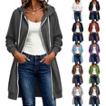 thumbnail image 1 of Women's Zip Up Hoodies Oversized Fleece Long Tunic Sweatshirts Casual Long Sleeve 2026 Fall Hoodie Jacket Coat, 1 of 10